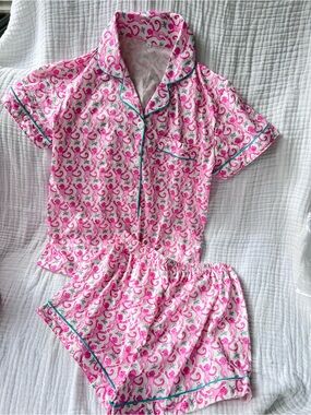 Monkey  Pink Monkey-Print Short Pajama Set - Polyester